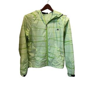 Apex Women's Green lightweight, Windbreaker Jacket M Hooded Geometric Zip Casual